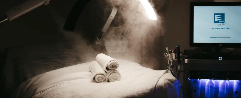 Relaxing facial treatment room at Just Posh Esthetics