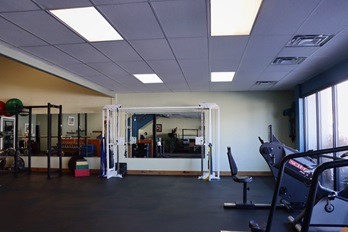 Functional training space with open floor for movement work
